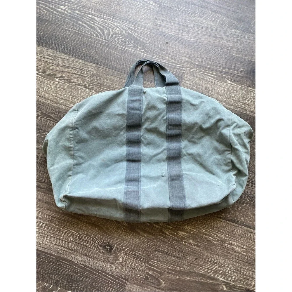 Vintage Military Duffel Bag / Kit Bag Olive Green Canvas Large Utility Carry Bag